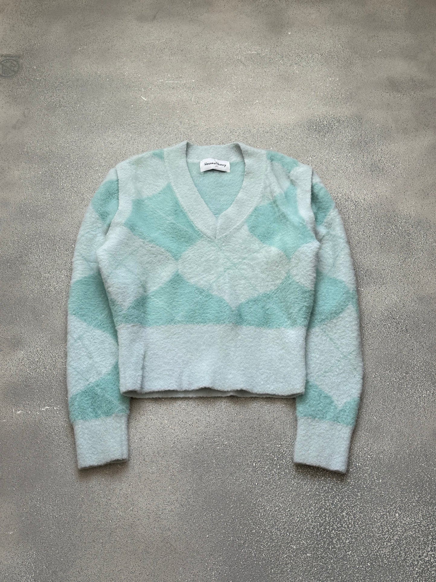 House of Sunny Argyle Knit sweater (M)