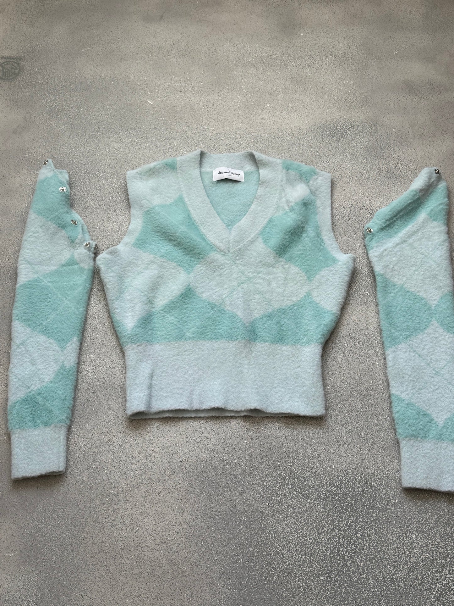 House of Sunny Argyle Knit sweater (M)